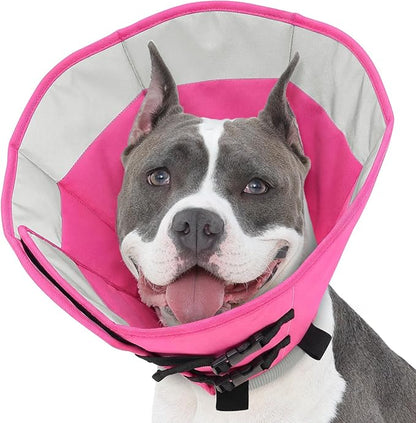 SUNFURA Dog Cones for Medium Dogs, Soft Cone for Dogs to Stop Licking, Comfy Dog Cone with Elastic Collar Loop, Recovery E-Collar Alternative for Wound Healing After Surgery, Pink M