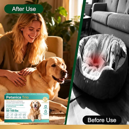 Triple Wormer Dog Tablets-Dewormax for Large Dogs Supports Removal of Tapeworms Roundworms & Hookworms 48 mg/tab for Dogs 51-100lbs, 12 Tablets Supply