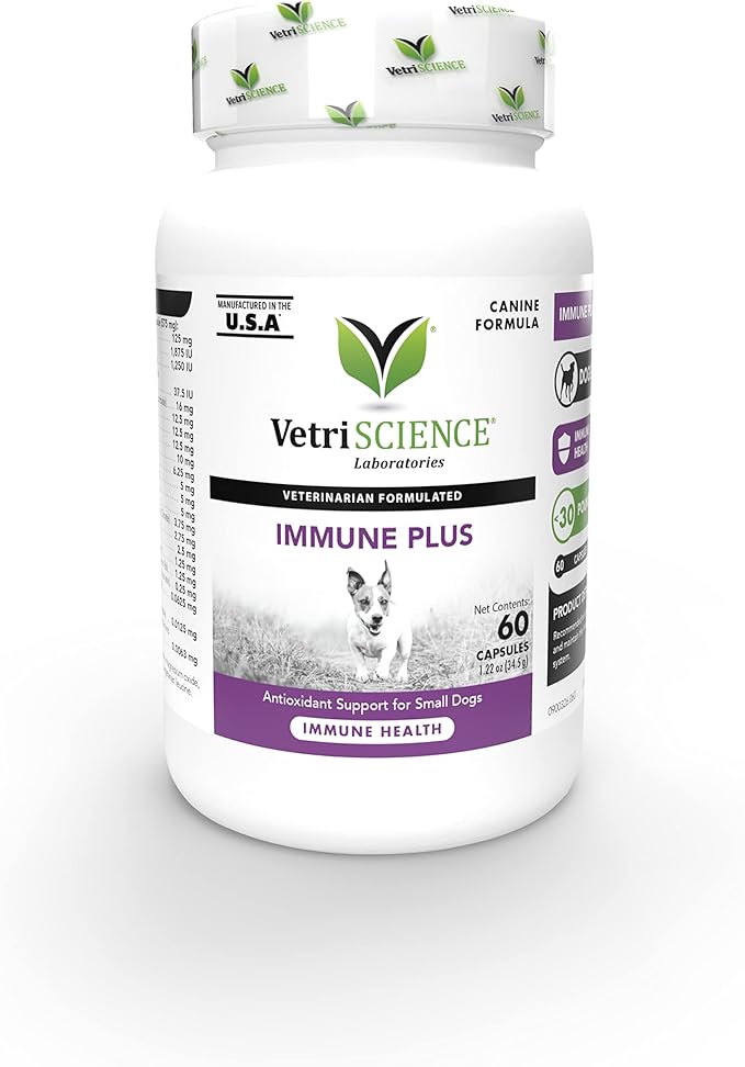 VetriScience Immunity Health Easy-Open Capsules, Supplement for Small Dogs, Cell Advance Immune and Allergy Support with Antioxidants, Hypoallergenic Formula, 60 Count