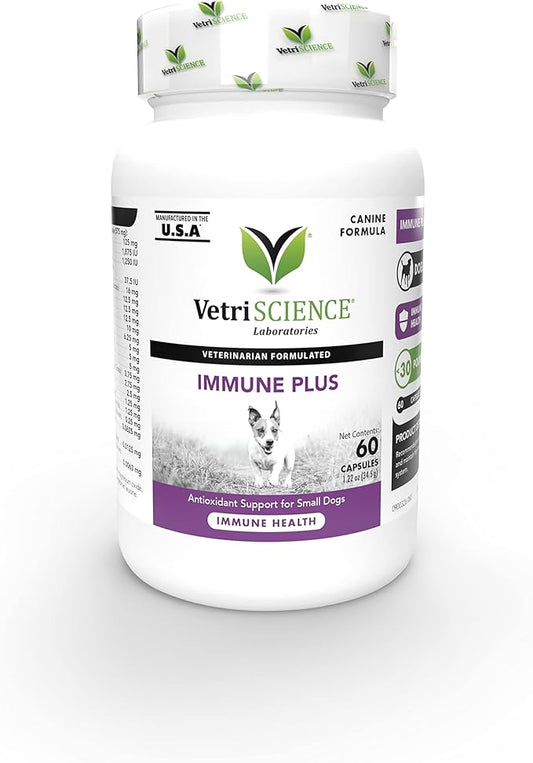 VetriScience Immunity Health Easy-Open Capsules, Supplement for Small Dogs, Cell Advance Immune and Allergy Support with Antioxidants, Hypoallergenic Formula, 60 Count