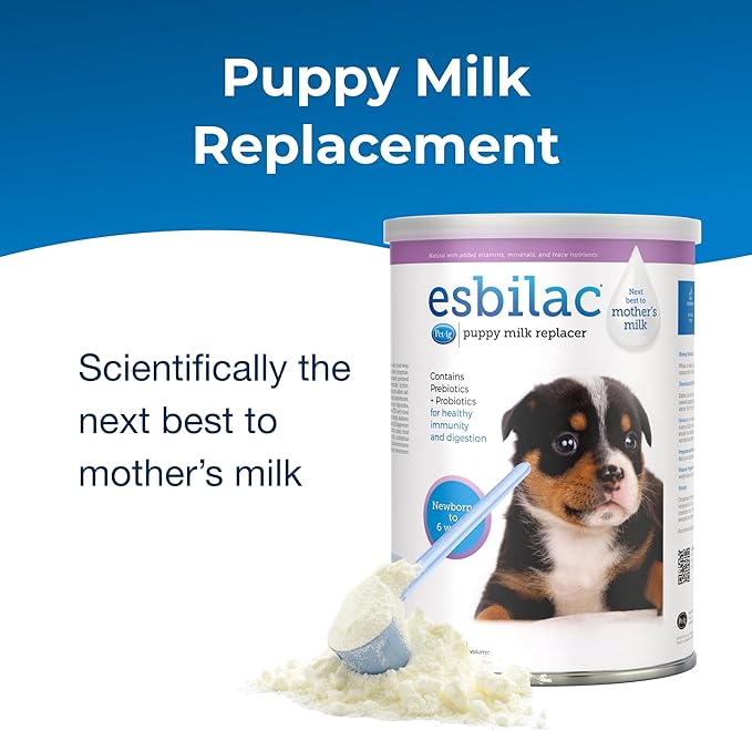 Pet-Ag Esbilac Puppy Milk Replacer Powder - 28 oz - Powdered Puppy Formula with Prebiotics, Probiotics & Vitamins for Puppies Newborn to Six Weeks Old - Easy to Digest