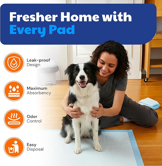 American Kennel Club Scented Puppy Training Pads with Ultra Absorbent Quick Dry Gel – 22 x 22 Pee Pads for Dogs - Fresh Scented - Pack of 100