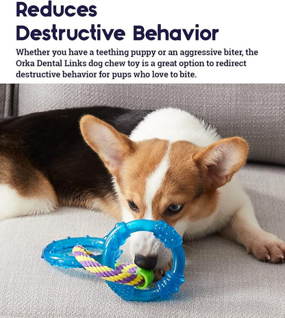 Petstages Dental Links Dog Chew Toy – Puppies & Adults, Strong Chewers, Multiple Textures & Rope, 8.5" x 4" x 1"