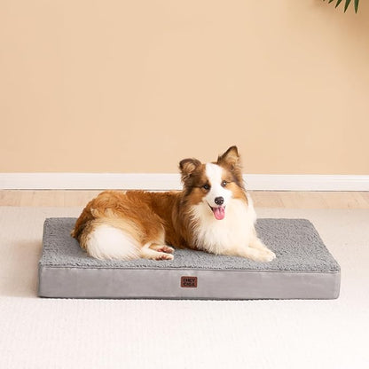 EHEYCIGA Orthopedic Foam Dog Bed, XXL, 47"L x 29"W x 3.5"Th, Light Grey