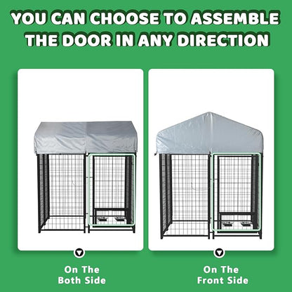 LEMBERI 4x4x4 Outside Dog Kennel with Roof for Large Dogs,Heavy Duty Welded Wire Steel Dog Playpen Fence with Secure Lock, Pet Pen with UV-Resistant Waterproof Cover (45.4''L x 50.4''W x 56.6''H)