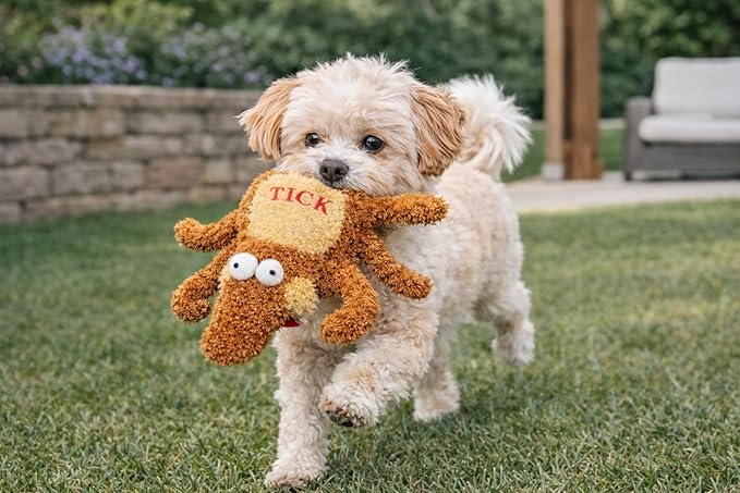 Tick Dog Toy Small | Soft Plush Tick Dog Toy | Tick Squeaky Dog Toy Plush | Brown | 6" | Officially Licensed