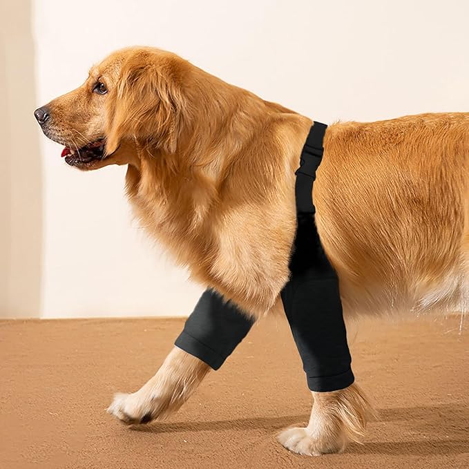 ROZKITCH Dog Surgery Leg Sleeve for Front Legs, Pet Prevent Licking Scratching Wound Elbow Knee Protector, Dog Leg Sleeve to Stop Licking Cone Collar Alternative for Sprain ACL CCL Arthritis Black 3XL
