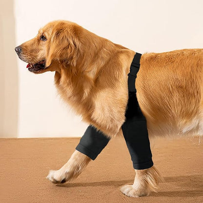 ROZKITCH Dog Surgery Leg Sleeve for Front Legs, Pet Prevent Licking Scratching Wound Elbow Knee Protector, Dog Leg Sleeve to Stop Licking Cone Collar Alternative for Sprain ACL CCL Arthritis Black 3XL