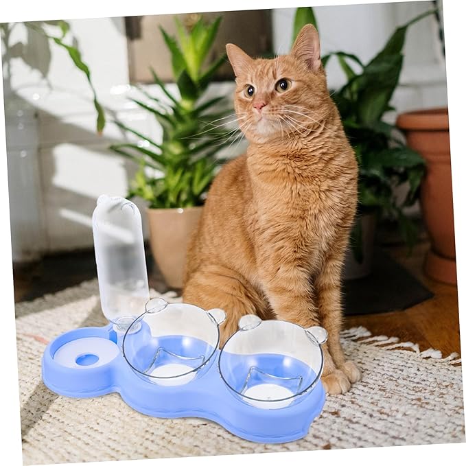 UKCOCO Multi Use Pet Feeder with Fall Design Transparent Detachable Water Dispenser for Cats and Dogs Practical Indoor Pet Supply
