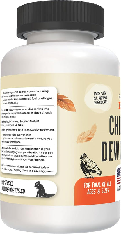 Roosty's Naturals De-Wormer for Chickens | 120 Count | All-Natural Formula | US-Made Chicken Wormer, Poultry De-Wormer |