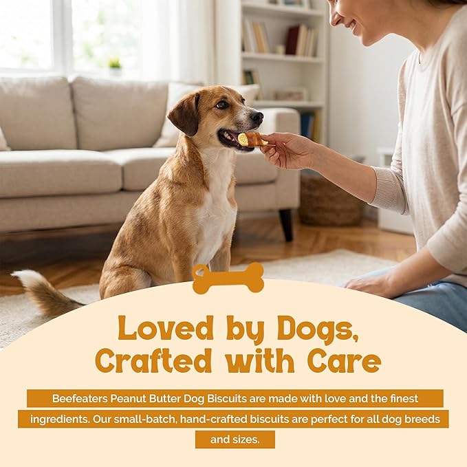 Beefeaters Peanut Butter Dog Biscuits with Real Chicken 2.39oz (12-Pack) - Oven-Baked, High-Protein, Low-Fat Treats for Small, Medium & Large Dogs – Ideal for Training, Dental Benefits
