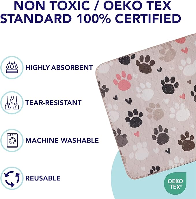 PUPIBOO Washable Pee Pads for Dogs & Cats - Super Absorbent Reusable Puppy Training
