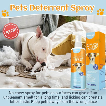 No Chew Spray for Dogs 237 ML, Bitter Apple Spray for Dogs to Far Away Chewing, Cats and Dogs Training Behavior Aids, Keep Away Destructive Chewing Licking