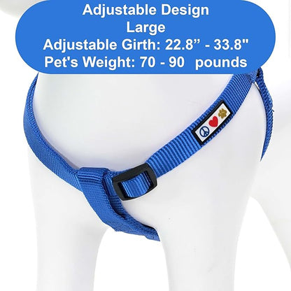 Pawtitas Solid Step-in Dog Harness – Adjustable No-Pull Vest for Puppies to Seniors, Safe & Comfortable L Blue