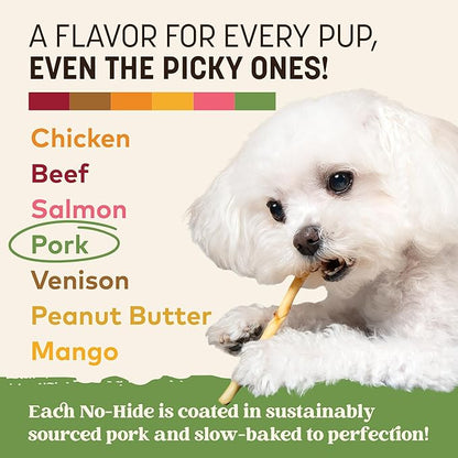 Earth Animal No Hide Stix - Long Lasting Rawhide Free Small Dog Chews Sticks, Pork - 40 Count Extra Value Pack