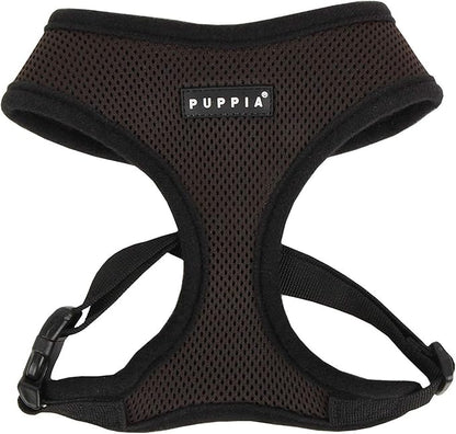 Puppia Soft Dog Harness No Choke Over-The-Head Triple Layered Breathable Mesh Adjustable Chest Belt and Quick-Release Buckle, Brown, X-Large