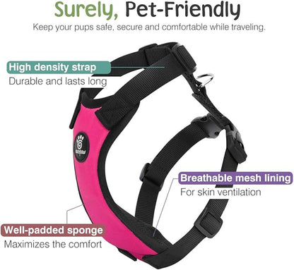 VavoPaw Dog Seat Belt, Safety Vest Dog Car Harness with Adjustable Buckle Dog Seat-Belt for Vehicle Nylon Pet Safety Seats Belts Heavy Duty(XL, Magenta)