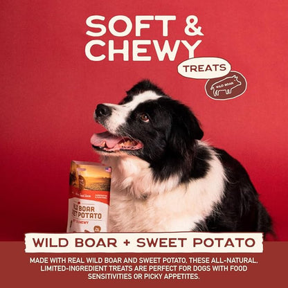 Smart Cookie All Natural Dog Treats - Wild Boar & Sweet Potato - Training Treats for Dogs with Allergies, Sensitive Stomachs - Soft Dog Treats, Chewy, Grain Free, Made in USA - 5oz Bag, Pack of 3