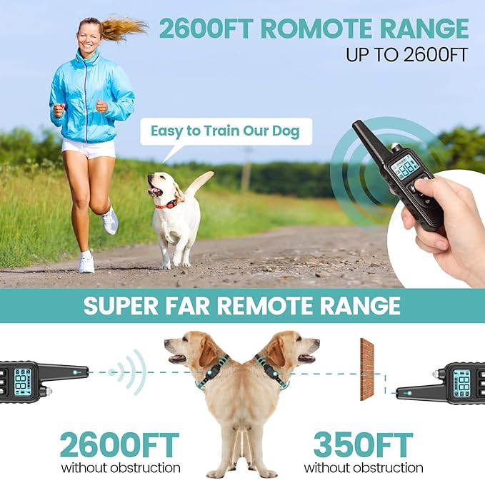F-color Dog Shock Collar 3 Pack - Dog Training Collar with Remote IP65 Waterproof E Collar for Dogs Training with Light Shock Vibrate and Beep Collars for Small Medium Large Beeds