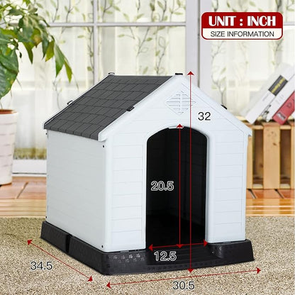 BestPet Dog House Indoor Outdoor Insulated Kennel Durable Plastic Dog House for Small Medium Large Dogs Weather & Water Resistant Pet Crate with Air Vents and Elevated Floor