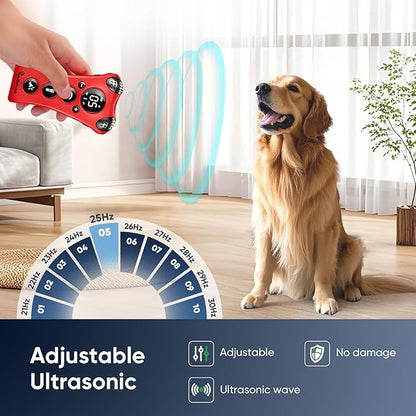 PawBehave Ultrasonic Dog Bark Deterrent Device –10-Level Adjustable Anti Barking Trainer with Flashlight, Strobe, E-Clicker(18 Whistle Sounds)–No Shock, Collar-Free Dog Behavior Correction Devices