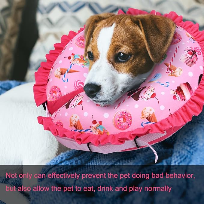 CuteBone Inflatable Dog Collar Alternative for Small/Medium Dogs After Surgery-Double Adjustable Neck Range P23SO00102M
