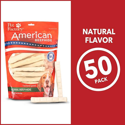 Pet Factory American Beefhide 5" Chip Rolls Dog Chew Treats - Natural Flavor, 50 Count/1 Pack