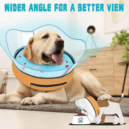 Elevated Inflatable Dog Cone Collar Alternative After Surgery, Dog Donut Collar, Soft Pet Cone to Stop Licking for Small Medium Large Dogs