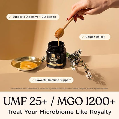 Manuka Honey UMF 25+ (MGO 1200+) 100% Pure New Zealand, Certified Ultra Premium Raw, 8.8 Oz (250g)