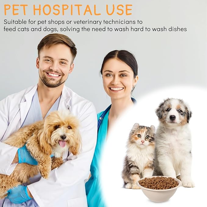 200 Pcs Disposable Pet Bowls Bulk 8 Oz Travel Paper Food Bowls for Small Dogs Puppy Cat, Leakproof Pet Feeding and Watering Supplies 1 Cup