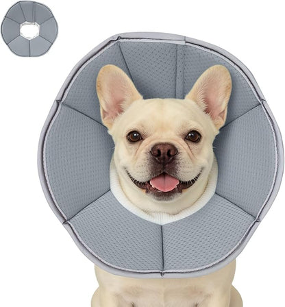 MAXFUT Dog Cone Collar,Soft Cone for Dogs to Stop Licking After Surgery,Non Inflatable Dog Donut Cone (Grey, S)