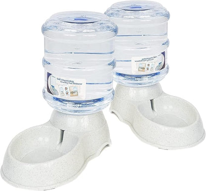 ZONETECH Pet Feeder Dispenser 2 Pack- Premium Quality Durable Self-Dispensing Gravity 1 Gallon Pet Food Bowl- Automatic Self Feeding for Cats and Dogs