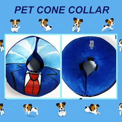 Inflatable Dog Cone Collar for Large Medium Small Dogs to Stop Licking, Soft Dog Cone Alternative Donut Collar After Surgery (Blue, L)