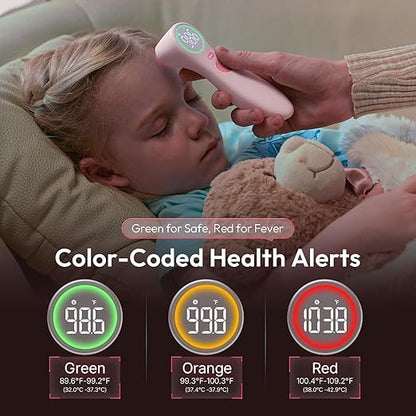 No-Touch Thermometer for Adults and Kids, 1-Second Fast Reading, Color-Coded Fever Alarm, Silent Mode, Object & Room Temperature Function