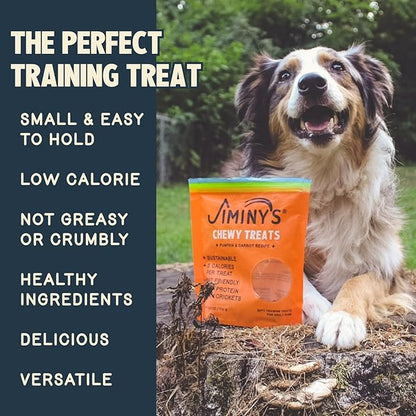 Jiminy's Chewy Cricket Training Treats for Dogs, Low Calorie, Hypoallergenic, Made in USA, 6oz, Pumpkin & Carrot (Pack of 1)