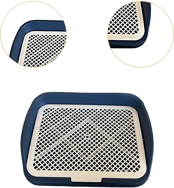 Dog Toilet Puppy Pad Holder Supplies Non Slip with Column Dog Pee Holder Training Pad for Bunny Home Dorm Room, Navy Blue