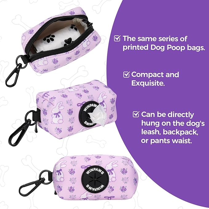 Dog Harness and Leash Collar Set with Dog Poop Bag Holder and Bandanas, Escape Proof Adjustable Puppy Cat Vest with Soft Mesh Padded, Pet Supplies for Small Medium Large Dogs Kitten(Purple, S)