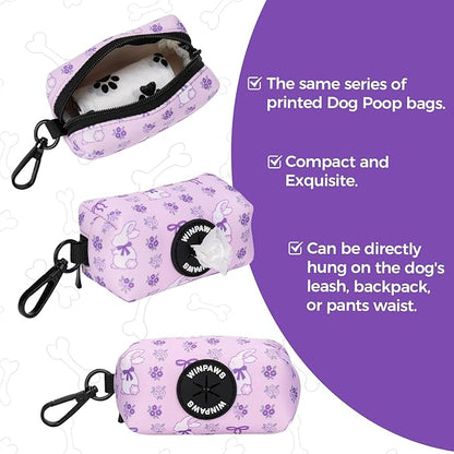 Dog Harness and Leash Collar Set with Dog Poop Bag Holder and Bandanas, Escape Proof Adjustable Puppy Cat Vest with Soft Mesh Padded, Pet Supplies for Small Medium Large Dogs Kitten(Purple, S)