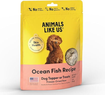 Freeze Dried Dog Treats Topper Premium, Supports Gut Health, Dog Food, High Protein, Non-GMO, No Wheat or Corn, 3oz (Fish)
