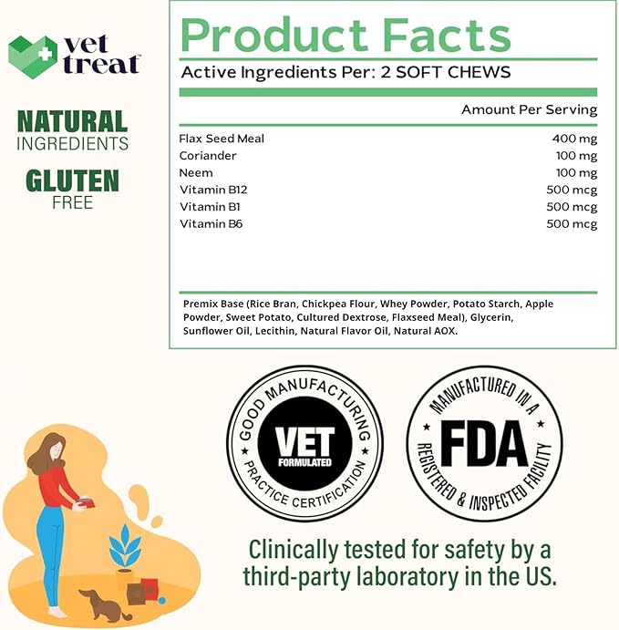 Flea and Tick Prevention for Dogs Chewables -Made in USA- Natural Dog Flea and Tick Treatment - Oral Flea Pills - Vet Recommended Flea and Tick Chews - All Breeds & Sizes - 120 Soft Treats (Chicken)