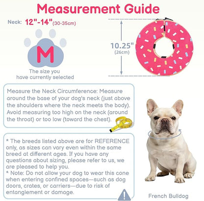 Sponge Dog Cone After Surgery, No Inflation Required Dog Donut Collar to Stop Licking, Inflatable Cone Alternatives for Medium Pets, Soft Recovery Collar with Protective Shield (Donut, M)
