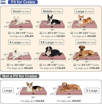 Outdoor Dog Bed for Small Dogs, Waterproof Dog Crate Bed for Medium Dogs Cats, Orthopedic Egg Crate Foam Pet Bed with Washable Removable Oxford Cover, Pink