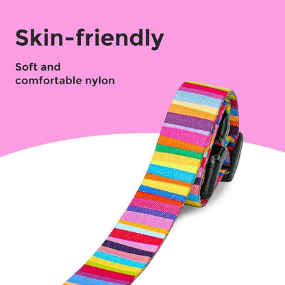 Kazazoo Dog Collar Cute and Soft Nylon Puppy Collar for Boy and Girl, Adjustable Dog Collars for Medium Large Dogs, Rainbow-L