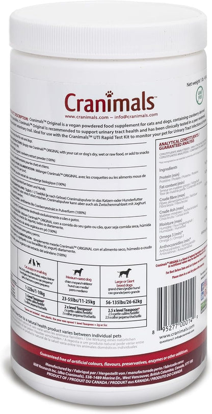 Cranimals Cranberry Powder for Dogs UTI Supplement 6 Month Supply, Prevents UTIs, Incontinence and Struvite Stones, Replaces antibiotics & Prescription Diets, clinically Tested.
