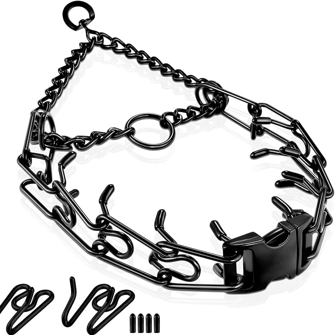 Pinch Collar for Dogs, Prong Training Collar with Quick Release Buckle for Dog Pulling Behavior Correction, Adjustable Pinch Leashes (M/L / 18-23" Neck Size)