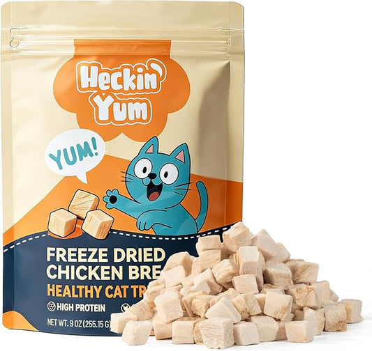 Freeze Dried Chicken Cat Treats, Single Ingredient Healthy Cat Snacks & Food Topper for Picky Cats, High Protein for Cats & Dogs, 9 oz
