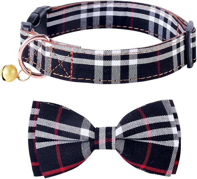 Yizepet Dog Collar with Bow Tie- Adjustable pet Collar for Dogs with Plastic Buckle Collar, Stylish Pattern for Small Medium or Large Boy and Girl Dog and Cat