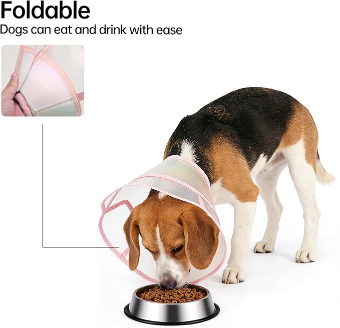 Touchdog Soft Dog Cone Collar,Waterproof & Foldable Elizabethan Collar for Dogs After Surgery, No Lick Recovery E-Collar, Comfortable Protective Cone Alternative for Small Medium Large Dogs (Pink, L)