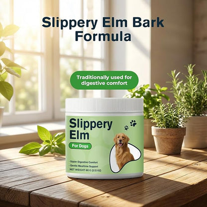 Slippery Elm Bark Powder for Dogs - Organic Herbal Digestive Support for Sensitive Stomachs, Gentle Gut & Throat Comfort, 2 fl oz