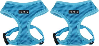 Puppia Soft Dog Harness No Choke Over-The-Head Triple Layered Breathable Mesh Adjustable Chest Belt and Quick-Release Buckle, Sky Blue, X-Large (Pack of 2)